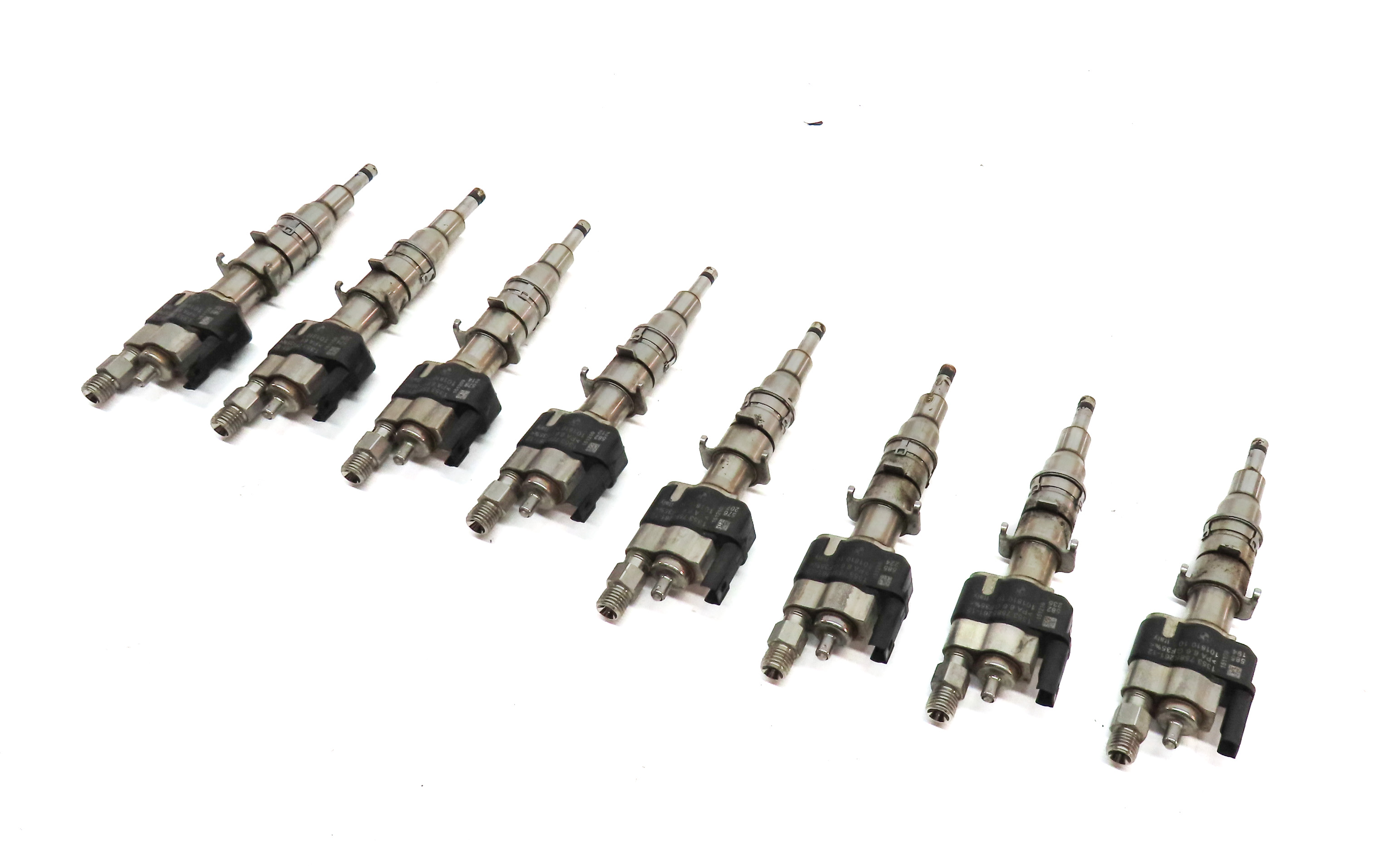08-16 BMW 3 5 7 X5 X6 Z4 3.0L N54 4.4L N63 FUEL INJECTOR SET/8 (ALL INDEX 12) — exact item pictured
